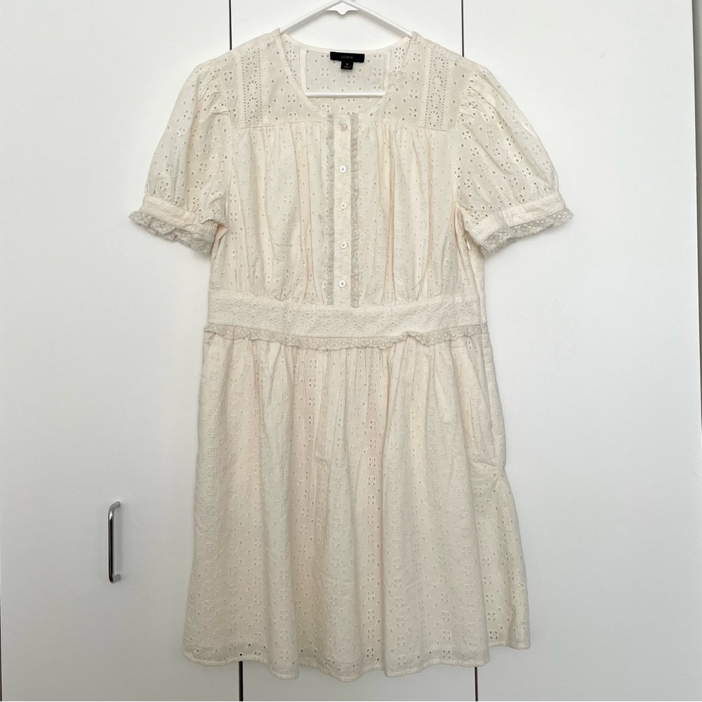 NWOT J.Crew Off White Cotton Eyelet Mini Dress